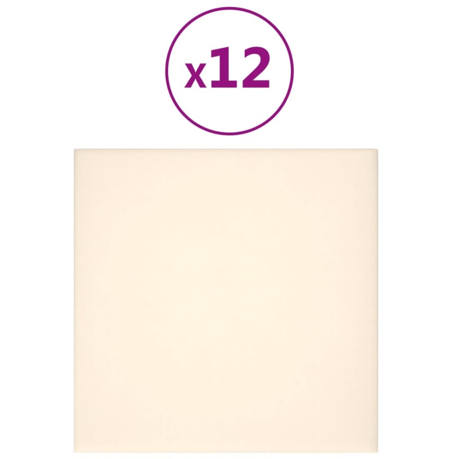 Paneles de pared 12 uds terciopelo crema 30x30 cm 1,08