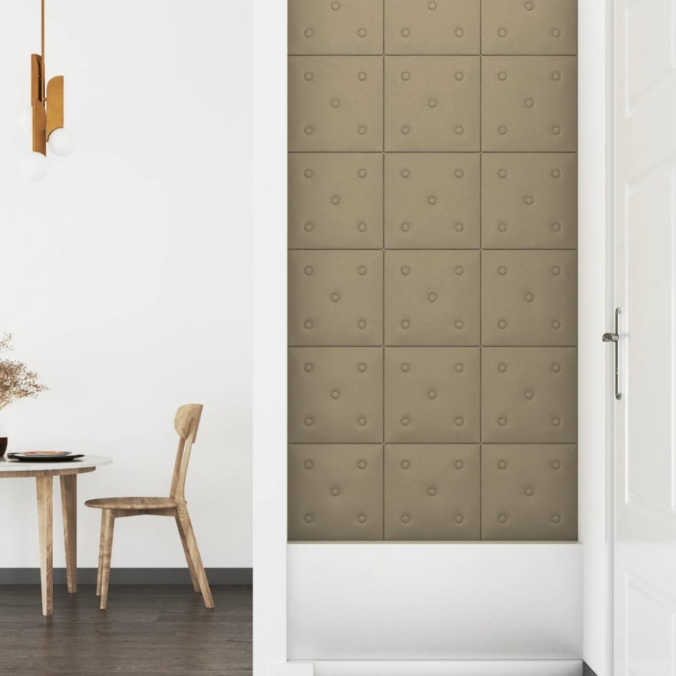 Paneles pared 12 uds cuero sintético capuchino 30x30 cm 1,08