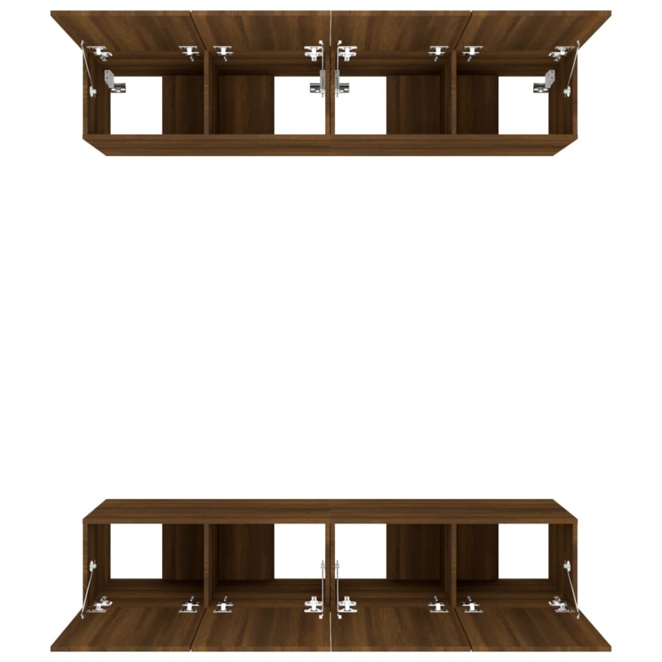 Muebles TV 4 uds madera contrachapada marrón roble 80x30x30
