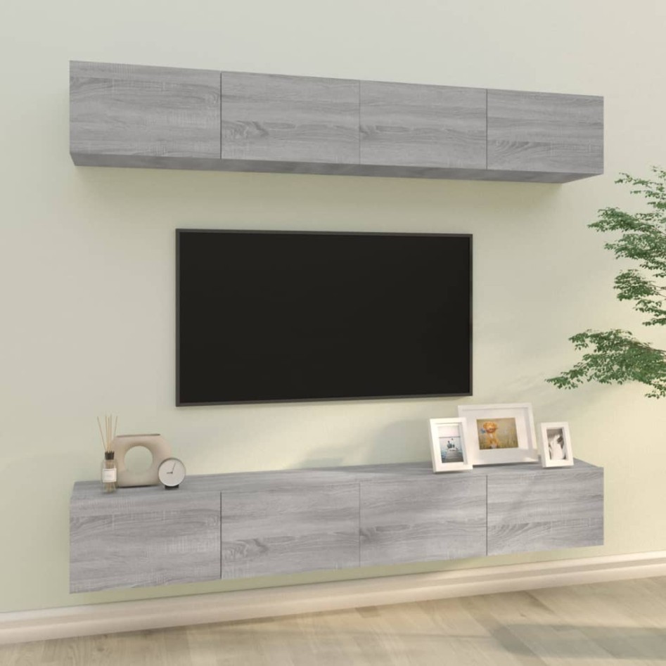 Muebles de TV 4 piezas gris Sonoma 100x30x30