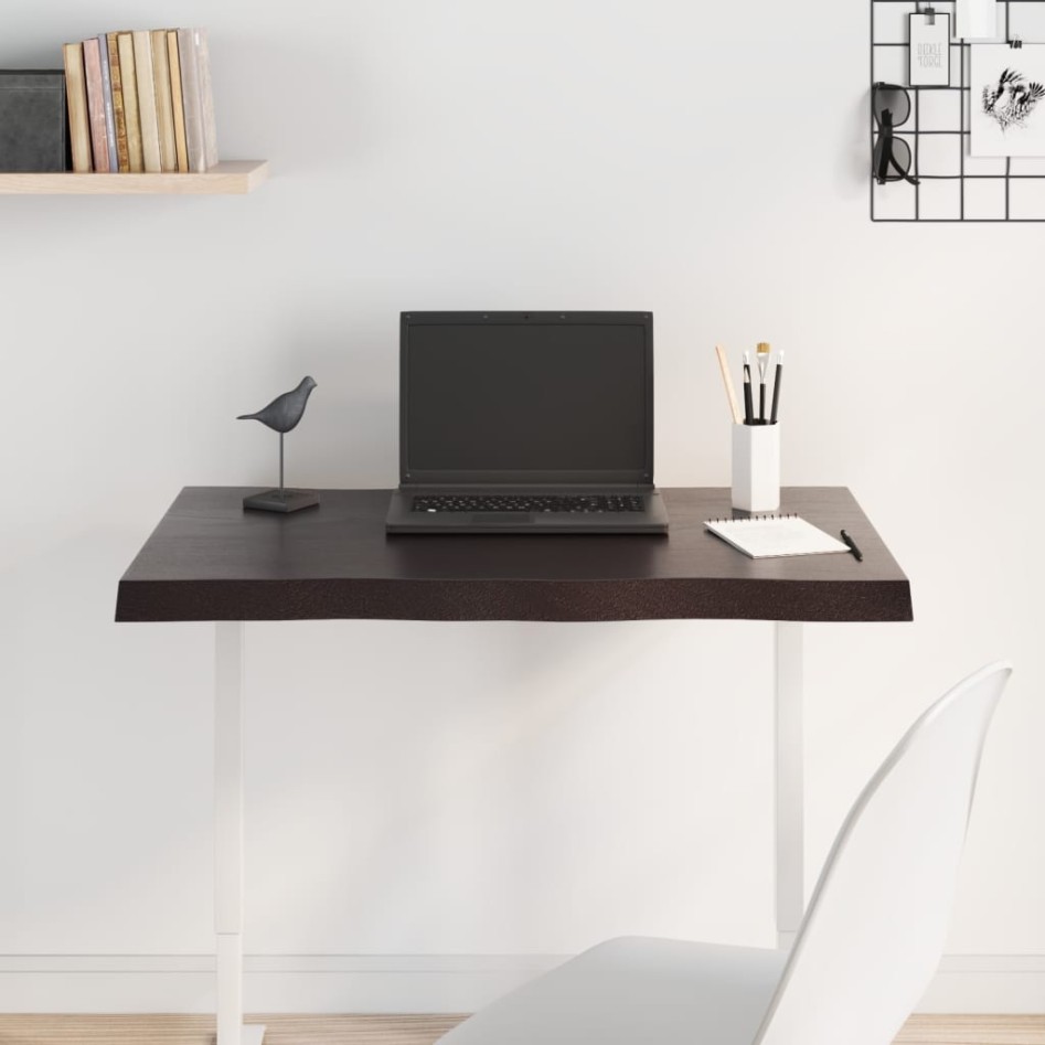 Tablero mesa madera tratada borde vivo marrón 80x60x(2-4)