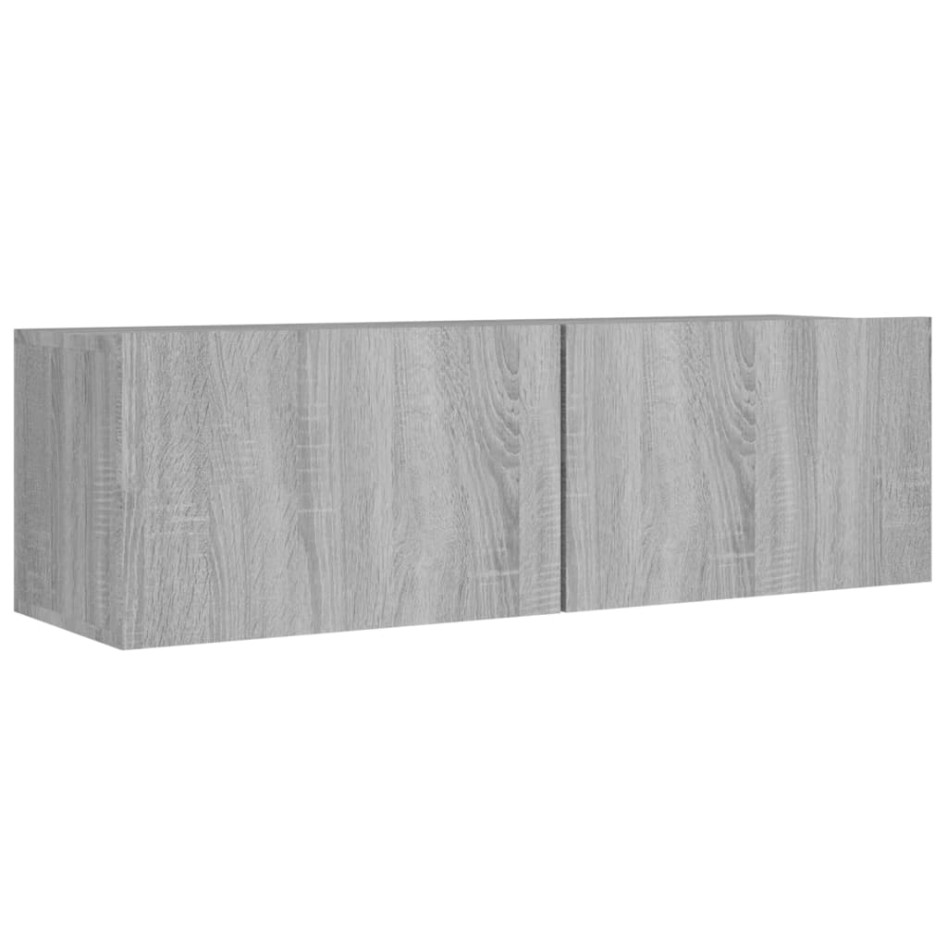Set de muebles para TV 4 pzas madera contrachapada gris