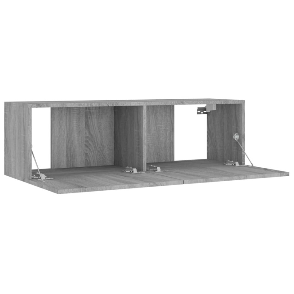 Set de muebles para TV 4 pzas madera contrachapada gris