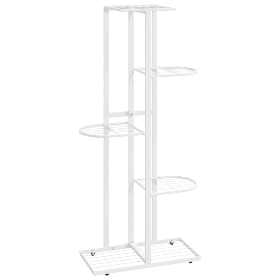 Soporte de flores de 5 estantes de metal blanco 43x22x98