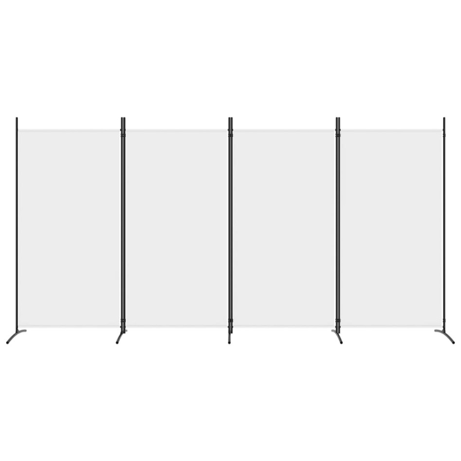 Biombo divisor de 4 paneles de tela blanco 346x180