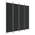Biombo divisor de 4 paneles de tela negro 200x200
