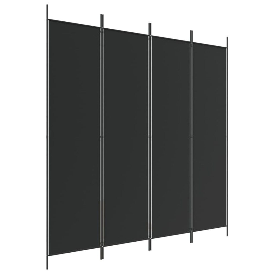 Biombo divisor de 4 paneles de tela negro 200x200