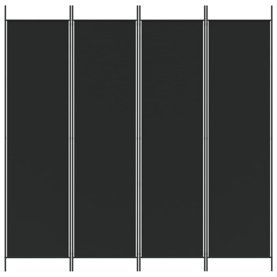 Biombo divisor de 4 paneles de tela negro 200x200