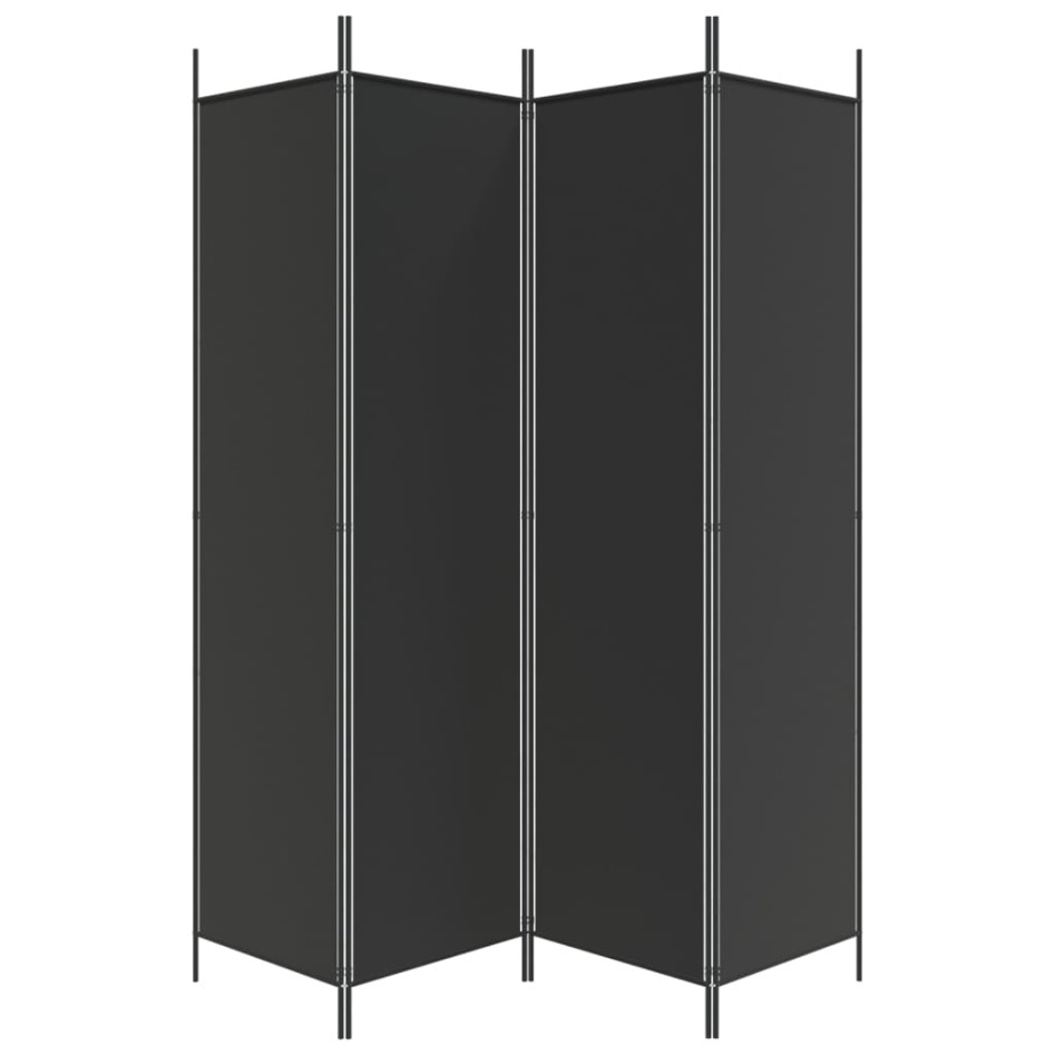 Biombo divisor de 4 paneles de tela negro 200x200