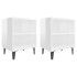 Mesitas de noche patas metal 2 uds blanco brillo 40x30x50