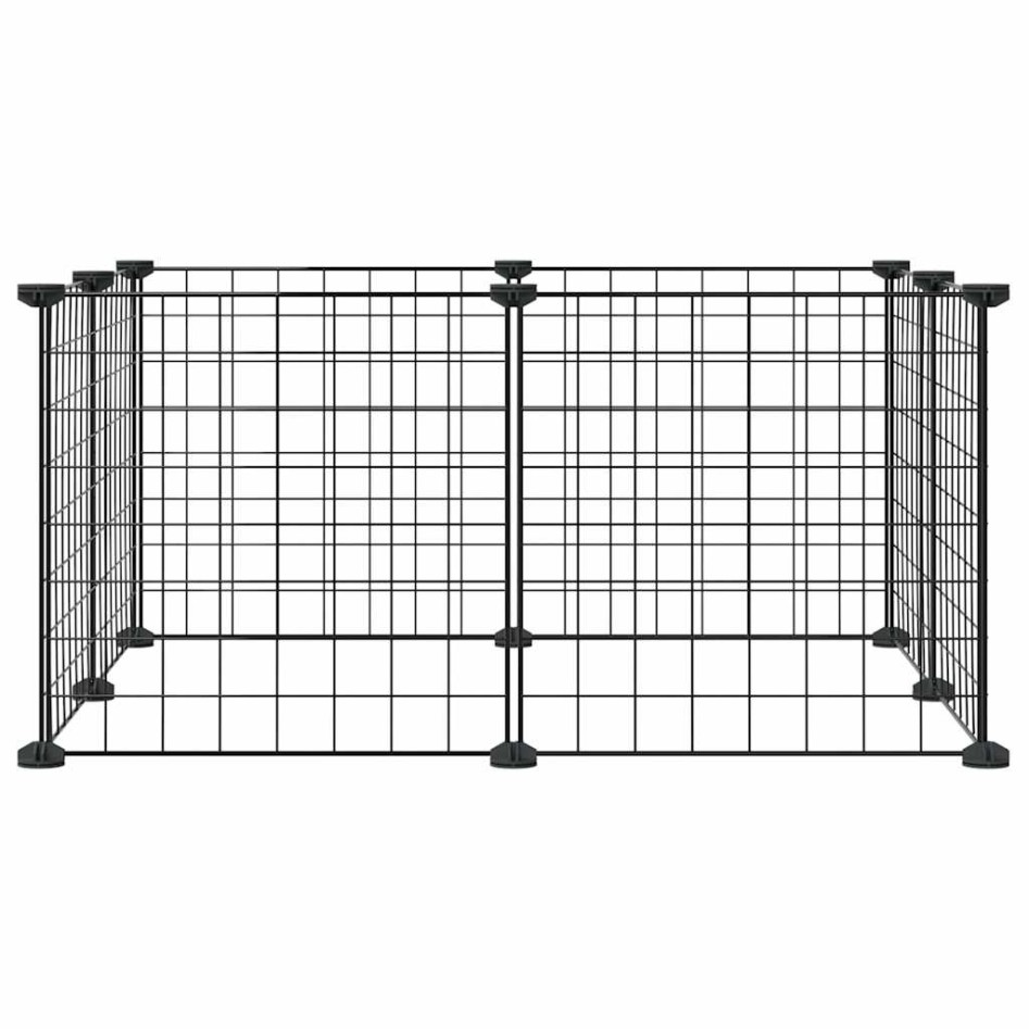 Jaula para mascotas de 8 paneles acero negro