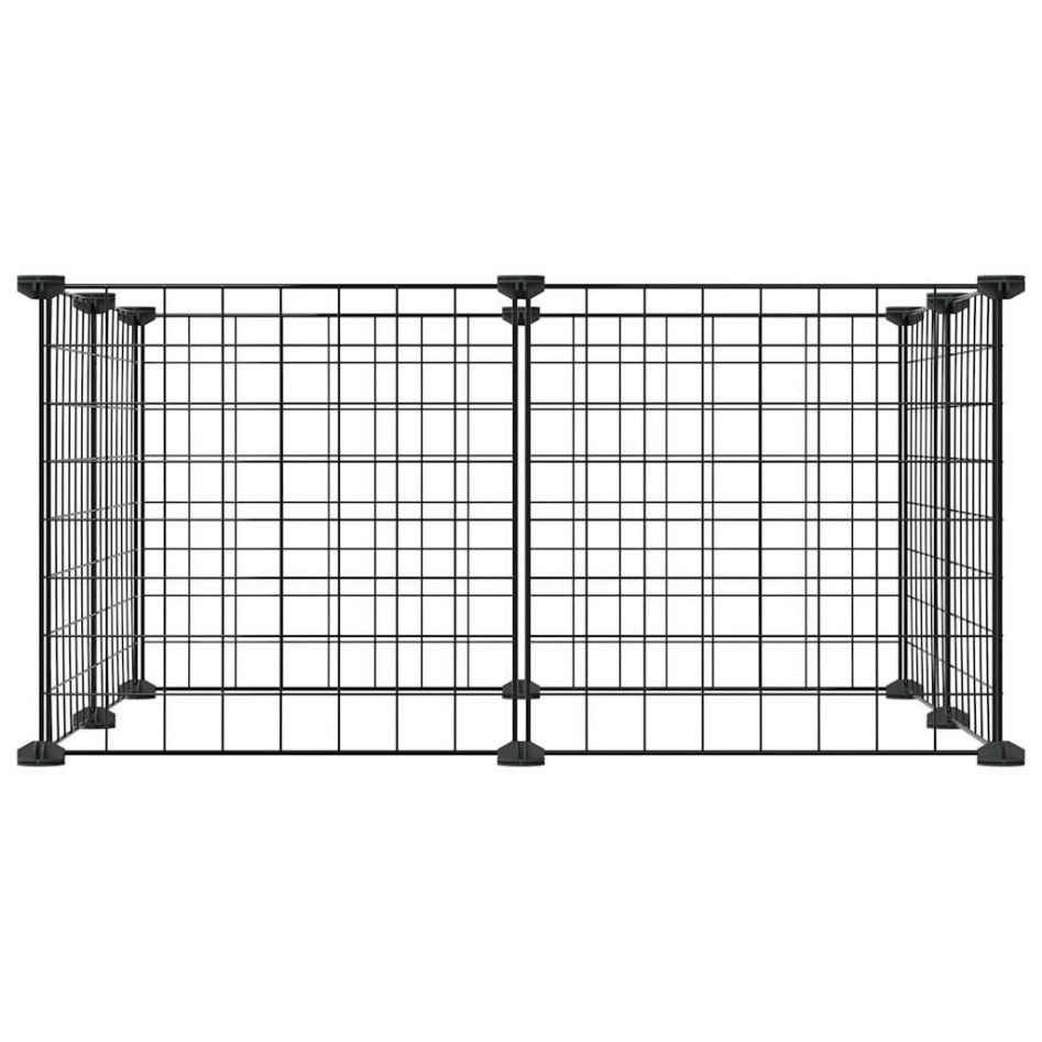 Jaula para mascotas de 8 paneles acero negro