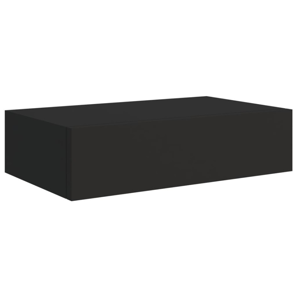Estante con cajón de pared MDF negro 40x23,5x10