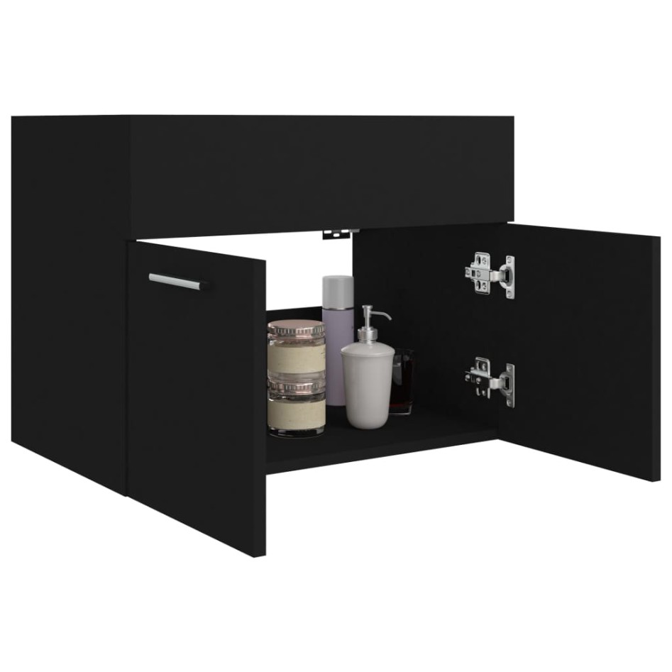 Armario para lavabo madera contrachapada negro 60x38,5x46