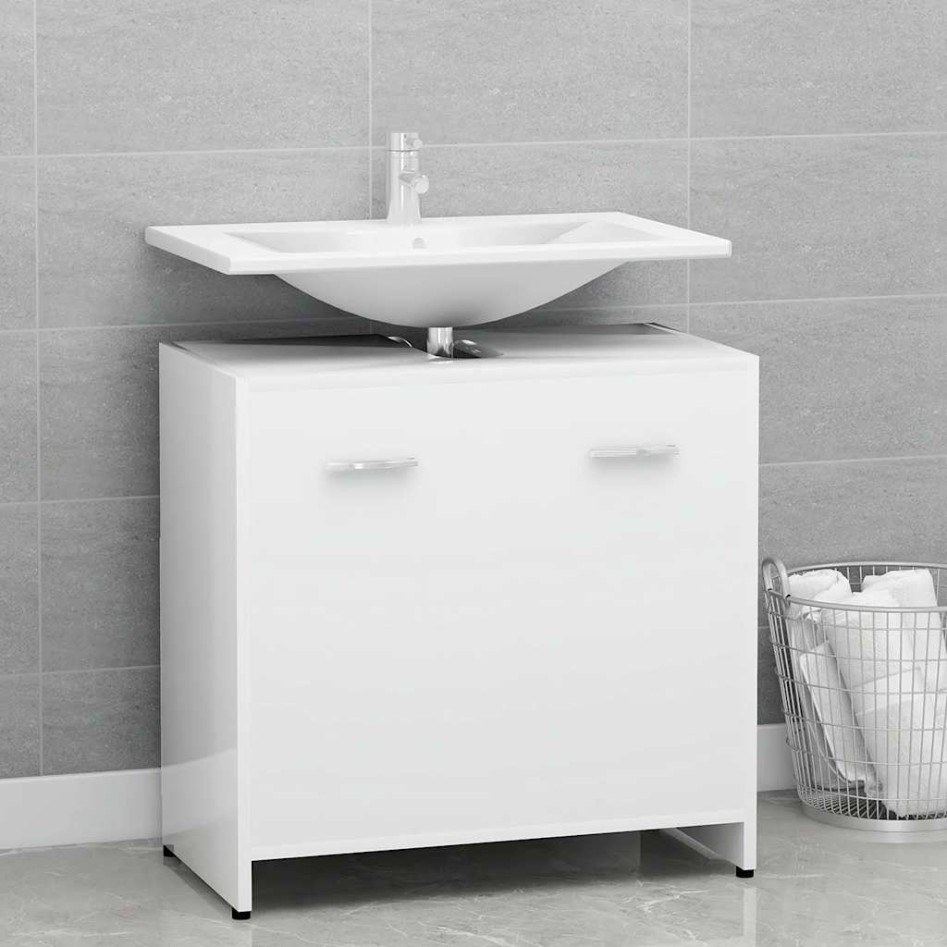 Armario de baño madera contrachapada blanco 60x33x61