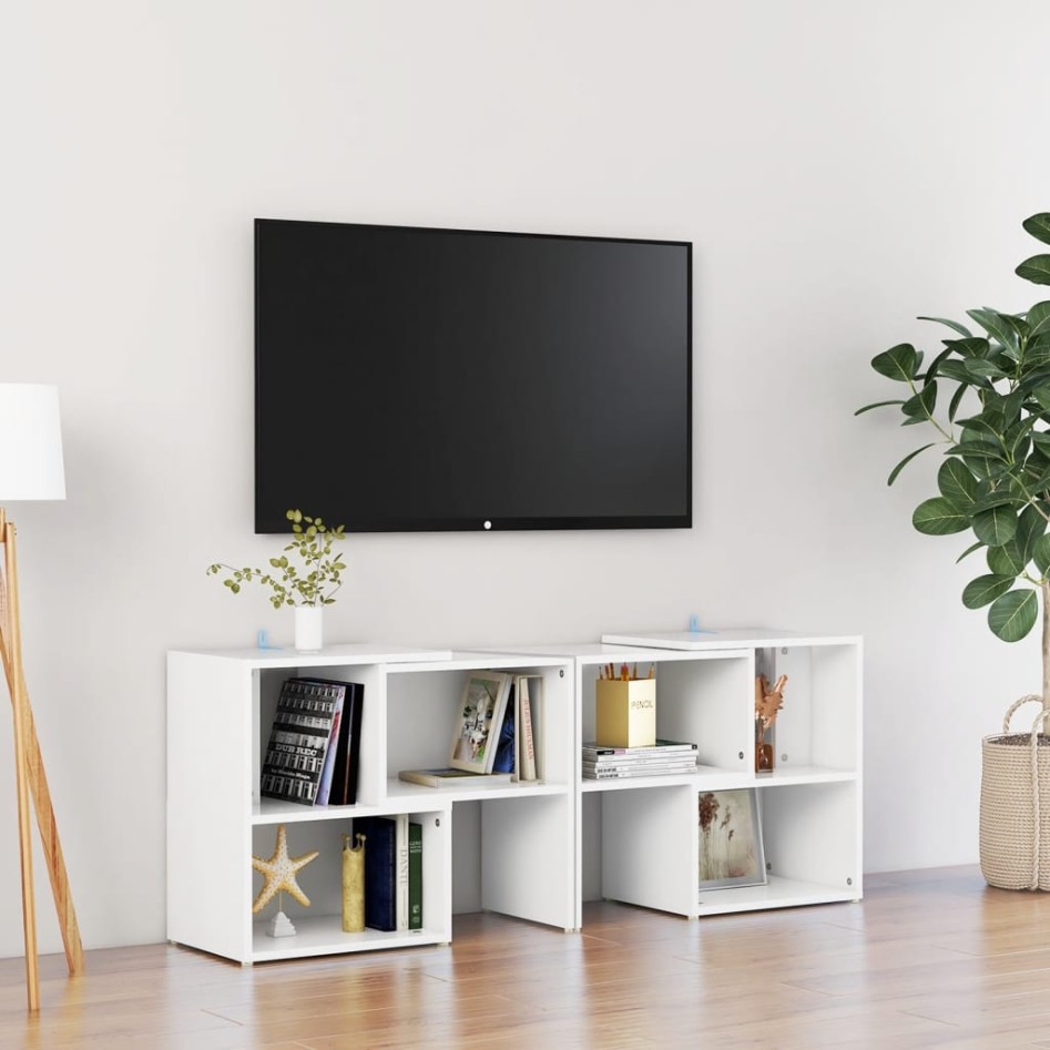 Mueble para TV de madera contrachapada blanco 104x30x52