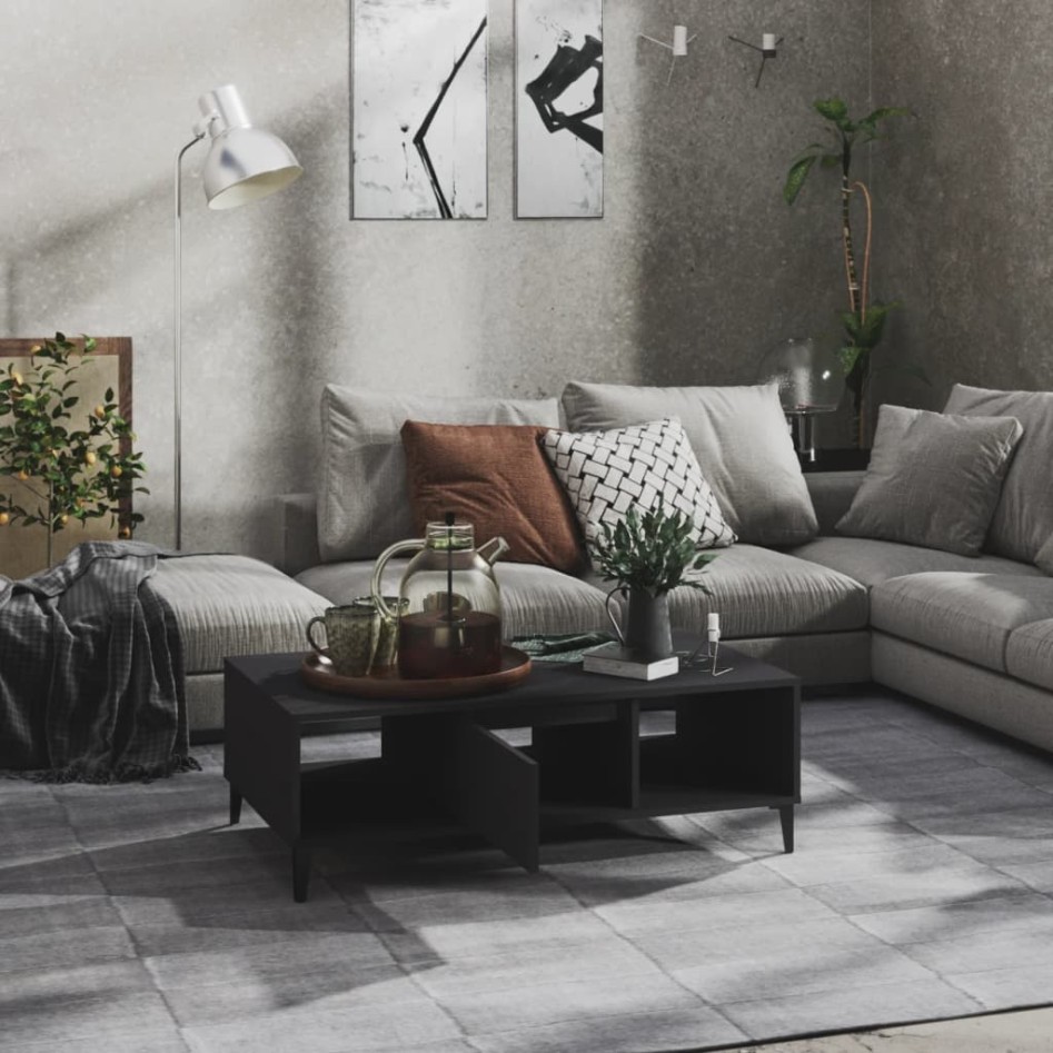 Mesa de centro de madera contrachapada gris