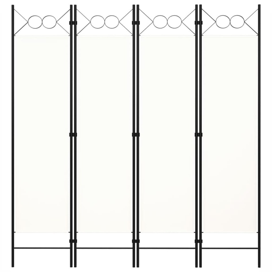 Biombo divisor de 4 paneles blanco 160x180