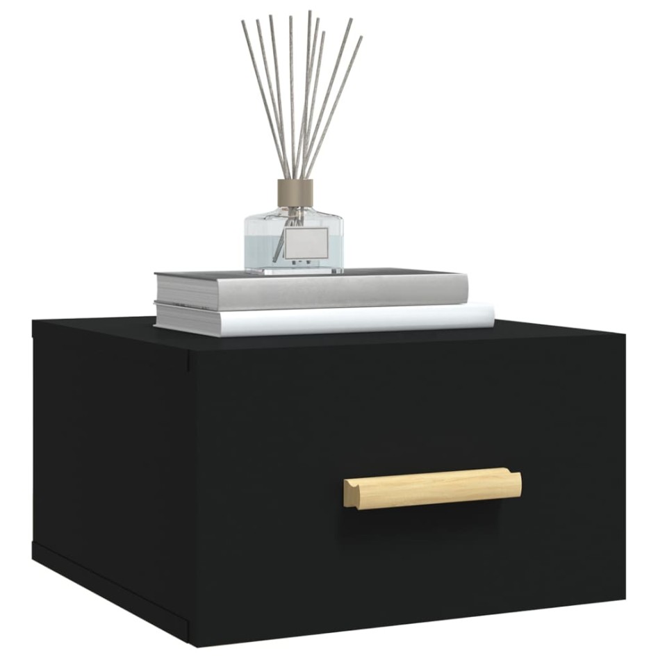 Mesitas de noche de pared 2 uds negro 35x35x20