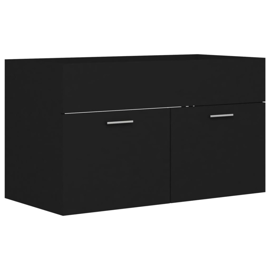 Armario para lavabo madera contrachapada negro 80x38,5x46