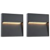 Lámparas LED de pared para jardín 2 unidades cuadrada negra 3 W