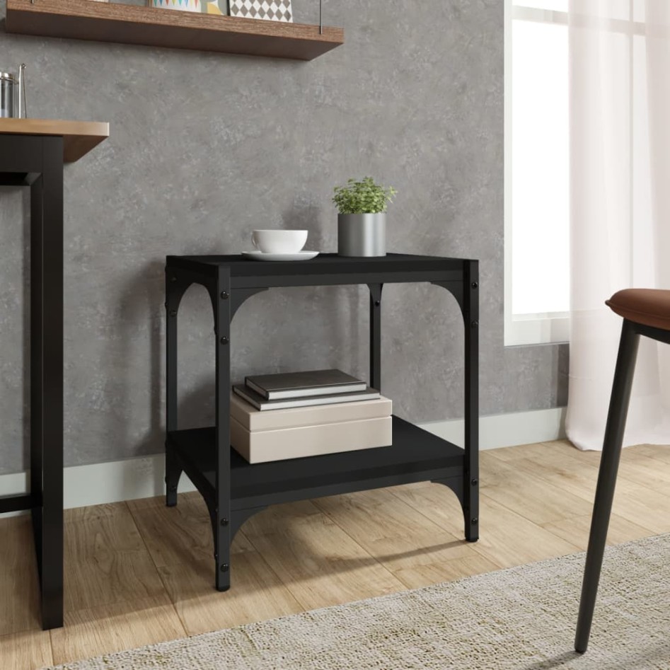 Mueble para TV madera contrachapada y acero negro 40x33x41