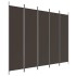 Biombo divisor de 5 paneles de tela marrón 250x200
