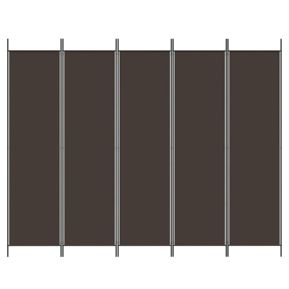 Biombo divisor de 5 paneles de tela marrón 250x200