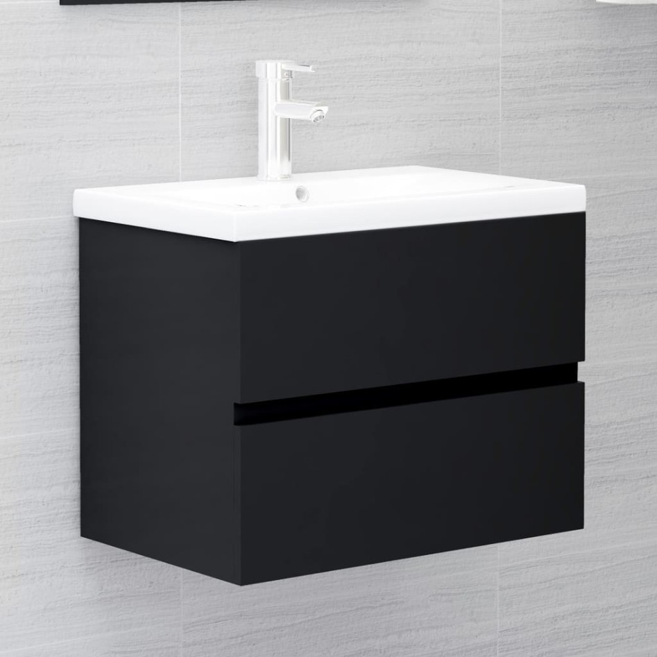 Armario para lavabo madera contrachapada negro 60x38,5x45