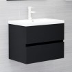 Armario para lavabo madera contrachapada negro 60x38,5x45 cm