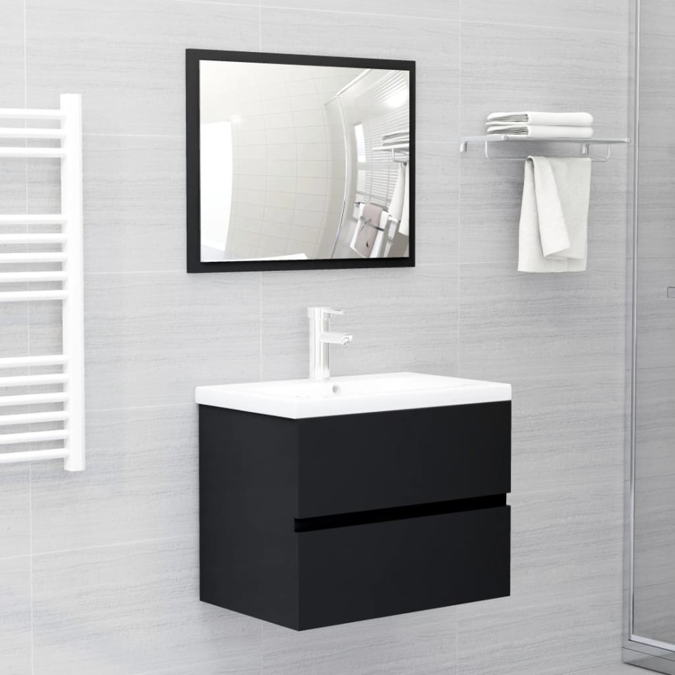 Armario para lavabo madera contrachapada negro 60x38,5x45
