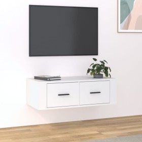 Mueble de TV colgante madera contrachapada blanco 80x36x25