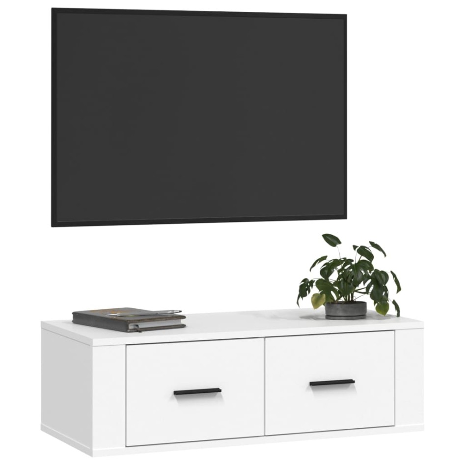 Mueble de TV colgante madera contrachapada blanco 80x36x25