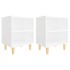 Mesitas de noche patas madera maciza blanca 2 uds 40x30x50
