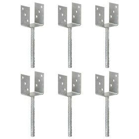 Anclajes de valla 6 uds acero galvanizado plateado 8x6x30