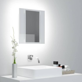 Armario espejo de baño LED acrílico blanco brillo 40x12x45