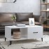 Mesa de centro madera contrachapada blanco brillo 90x50x40