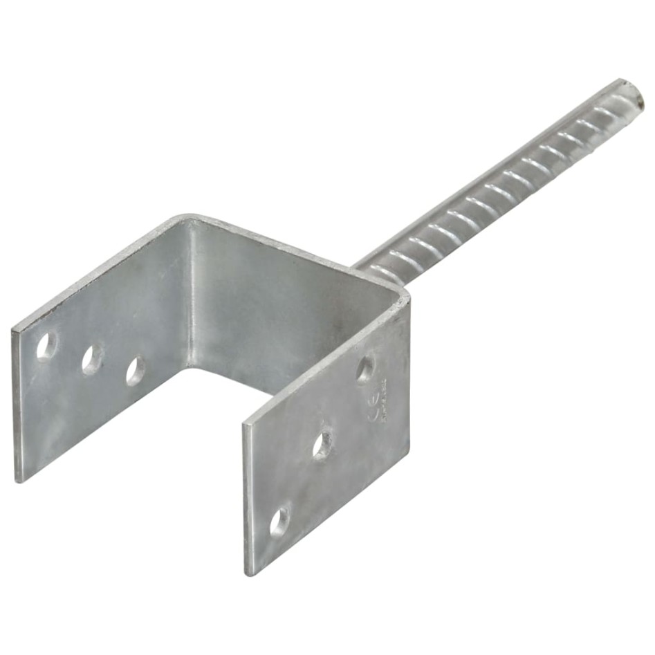 Anclajes de valla 6 uds acero galvanizado plateado 9x6x30