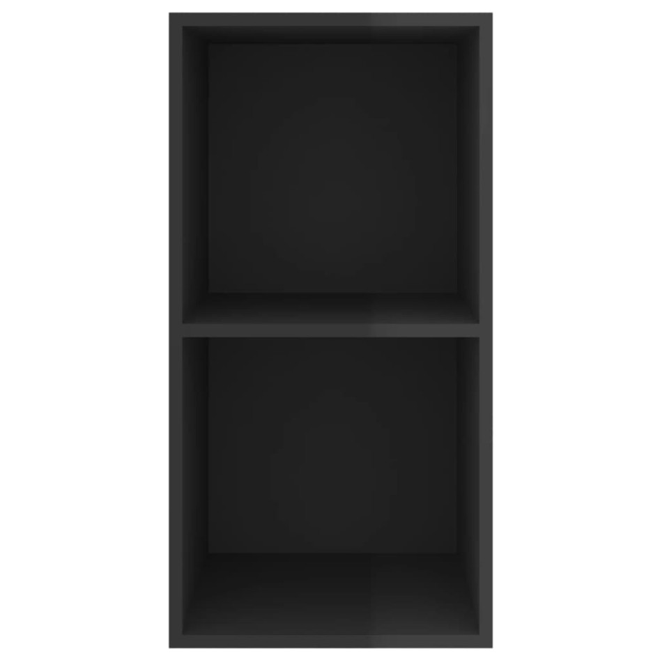 Mueble TV de pared madera contrachapada negro brillo