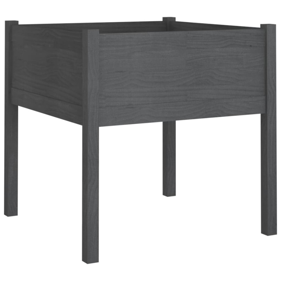 Jardinera de madera maciza de pino gris 70x70x70