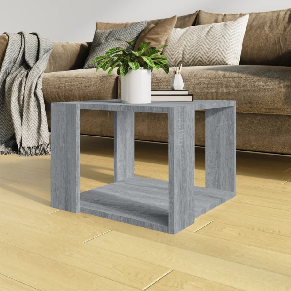 Mesa de centro madera contrachapada gris Sonoma 40x40x30