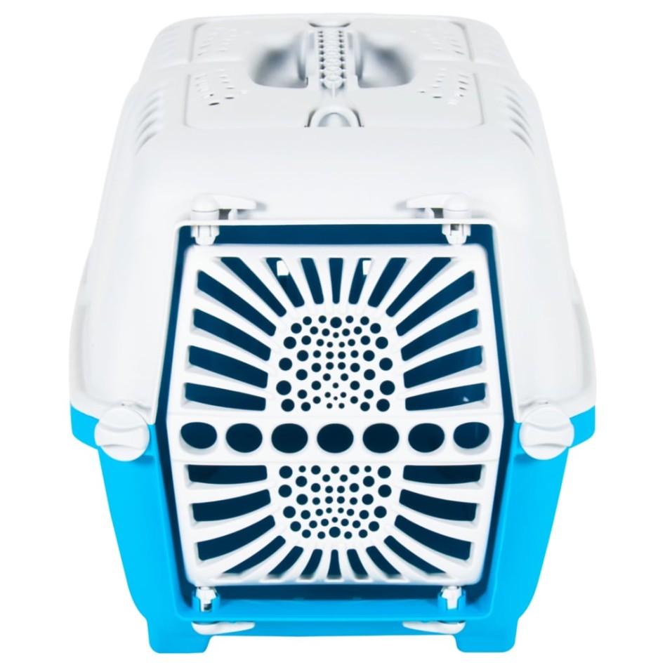 Transportín de mascota blanco azul polipropileno 55x36x36