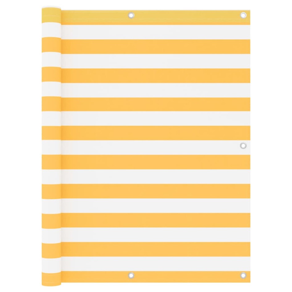 Toldo para balcón tela oxford blanco y amarillo 120x600