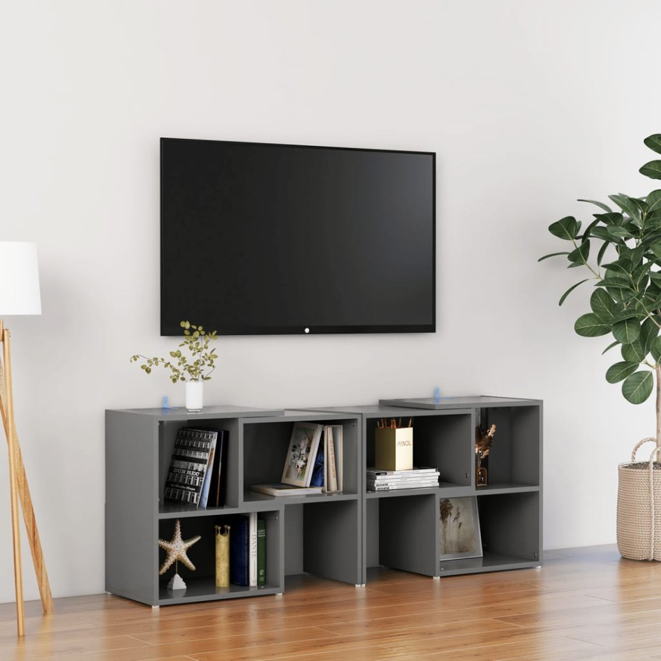 Mueble de TV madera contrachapada gris 104x30x52