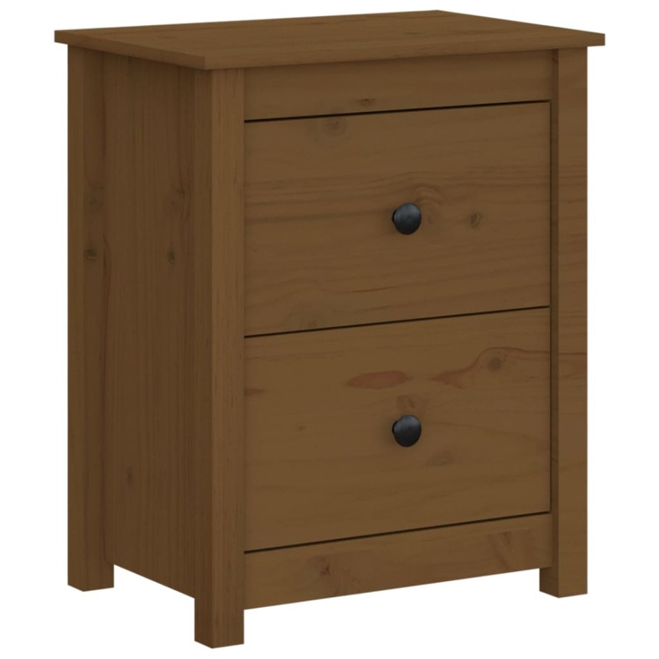 Mesita de noche madera maciza de pino marrón miel 50x35x61,5