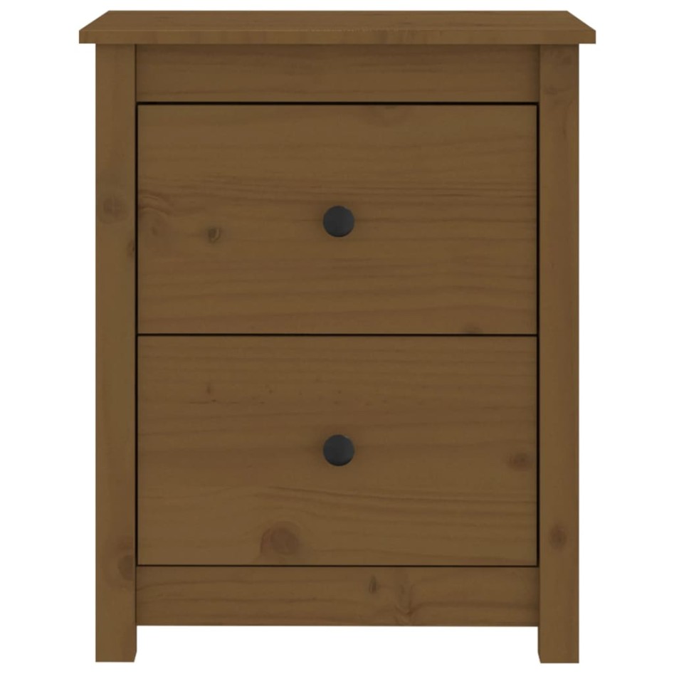 Mesita de noche madera maciza de pino marrón miel 50x35x61,5