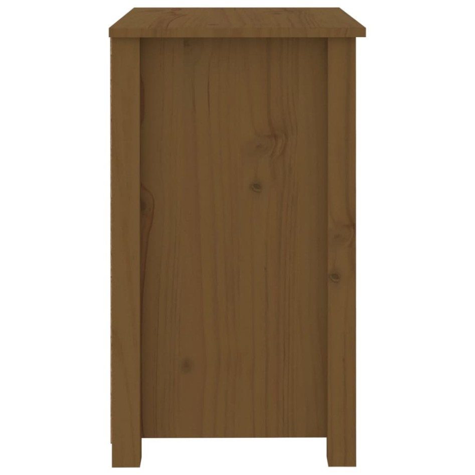 Mesita de noche madera maciza de pino marrón miel 50x35x61,5