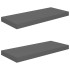 Estantes flotantes de pared 2 uds MDF gris brillo