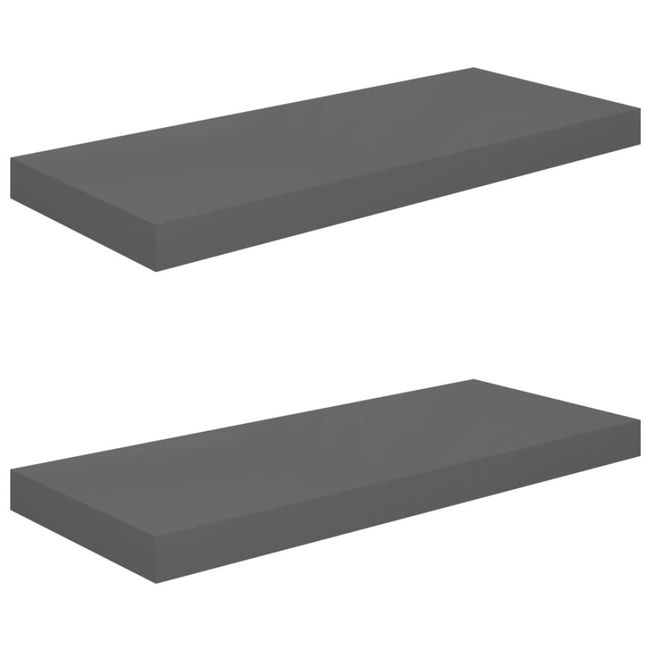 Estantes flotantes de pared 2 uds MDF gris brillo