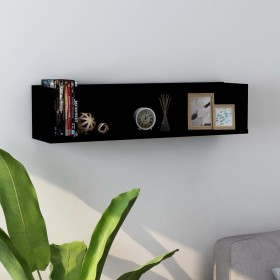 Estante de pared para CD madera contrachapada negro